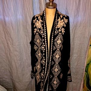 Embroidered Black and Cream Women's Jacket